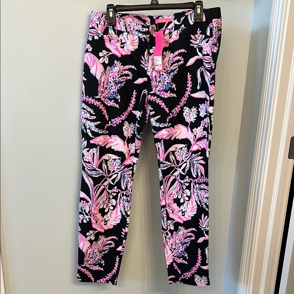 Lilly Pulitzer Skinny Pants - Pink and Black Floral